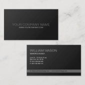 Cool Plain Black en Grey Modern Visitekaartje (Voorkant / Achterkant)