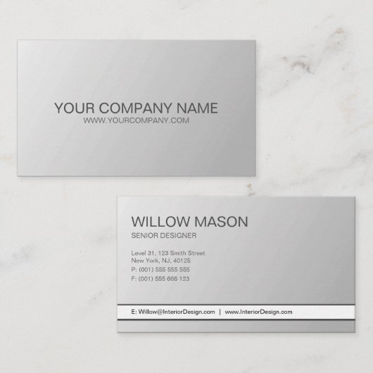 Cool Plain Grey Modern Visitekaartje (Voorkant / Achterkant)