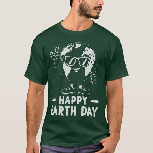 Cool Planet Retro zonnebril Grap, Happy Earth Day T-shirt (Voorkant)
