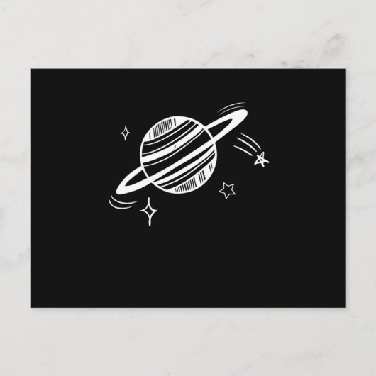 Cool Planet Saturn Orbit Tekening Buiten Space Gal Briefkaart (Voorkant)