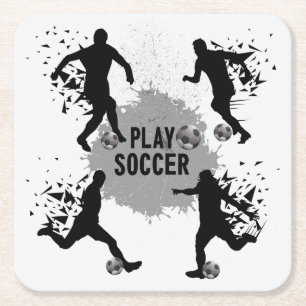 Cool Play Soccer Silhouettes Kartonnen Onderzetters