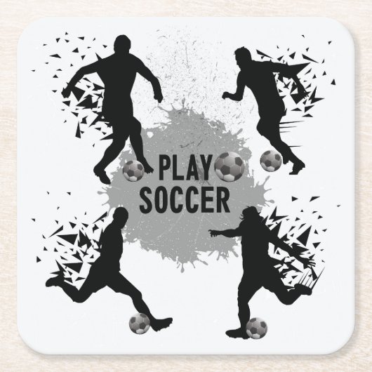 Cool Play Soccer Silhouettes Kartonnen Onderzetters (Voorkant)