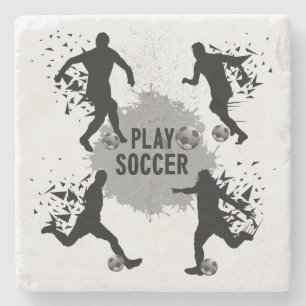 Cool Play Soccer Silhouettes Stenen Onderzetter