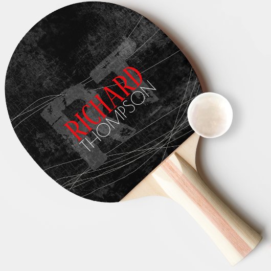 Cool player monogram (naam + initialen) op zwart tafeltennisbatje