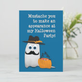Cool plezier Halloween snor je Ghost Uitnodiging (Staand voorkant)