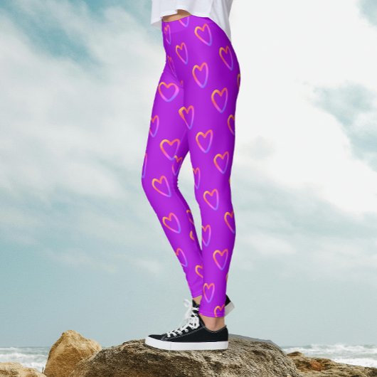 Cool plezier magenta met regenboog harten patroon leggings