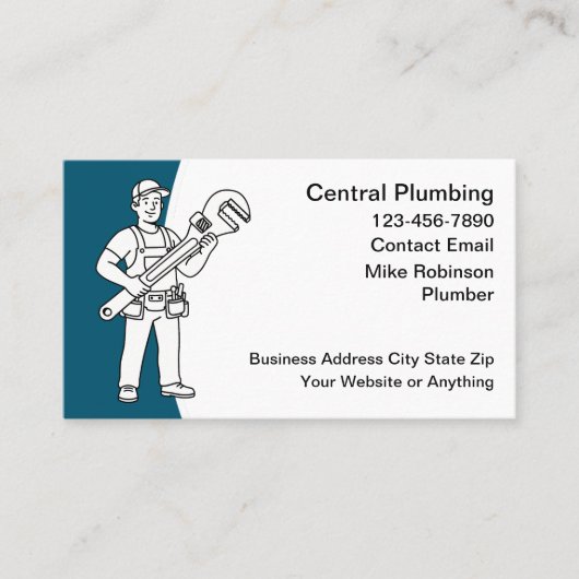 Cool Plumbing Service Plumber Business Cards Visitekaartje (Voorkant)