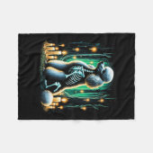 Cool Poedel Hond Skelet Halloween Hond Mam Pap Chr Fleece Deken (Voorkant (Horizontaal))