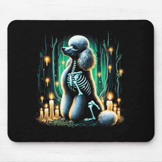 Cool Poedel Hond Skelet Halloween Hond Mam Pap Chr Muismat (Voorkant)