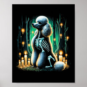Cool Poedel Hond Skelet Halloween Hond Mam Pap Chr Poster