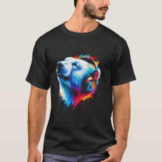 Cool Polar Beer Hoofdtelefoon Muziek Art Christmas T-shirt