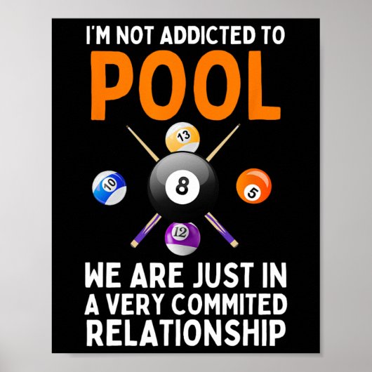 Cool Pool Art Voor Mannen Vrouwen Jongens Biljart Poster (Voorkant)