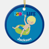Cool Pool Boy Personalized Blonde Kinder Swim Team Keramisch Ornament (Voorkant)