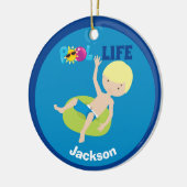 Cool Pool Boy Personalized Blonde Kinder Swim Team Keramisch Ornament (Links)