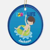 Cool Pool Boy Persoonlijk Kinder Swim Team Keramisch Ornament (Links)