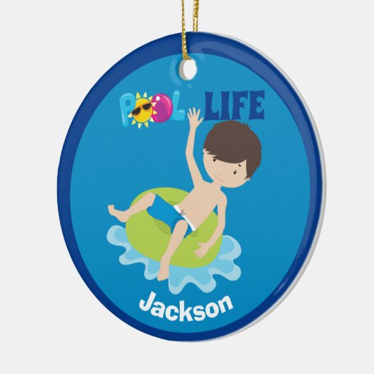 Cool Pool Boy Persoonlijk Kinder Swim Team Keramisch Ornament (Links)