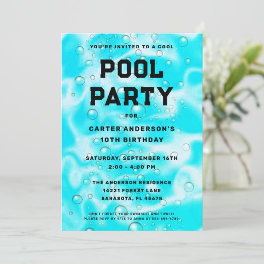 Cool Pool Party Bubbles Verjaardag Kaart (Staand voorkant)