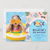 Cool Pool Party Foto Verjaardag Kaart (Voorkant)