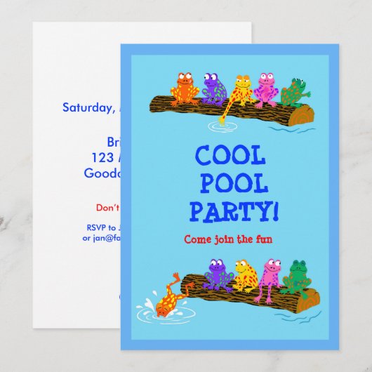 Cool Pool Party. Kaart (Voorkant / Achterkant)