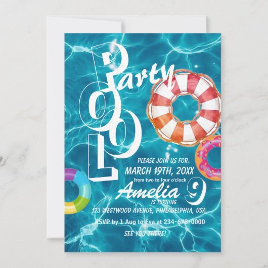 Cool Pool Party Kinderen Verjaardag Kaart (Voorkant)