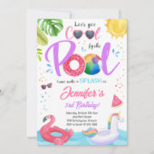 Cool Pool Party Meisjes Verjaardag Uitnodiging (Voorkant)