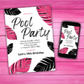 Cool Pool Party Roze Zomer Zwemmen Verjaardagsfees Kaart