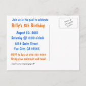 Cool Pool Party Uitnodiging Briefkaart (Achterkant)