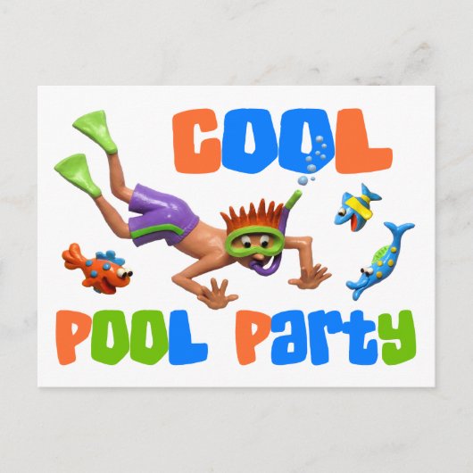 Cool Pool Party Uitnodiging Briefkaart (Voorkant)