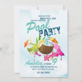 Cool Pool Party Verjaardag Tropisch Feest Kaart (Voorkant)