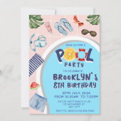 Cool Pool Party Verjaardag uitnodiging (Voorkant)