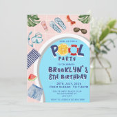 Cool Pool Party Verjaardag uitnodiging (Staand voorkant)