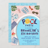 Cool Pool Party Verjaardag uitnodiging (Voorkant / Achterkant)