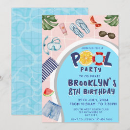 Cool Pool Party Verjaardag uitnodiging