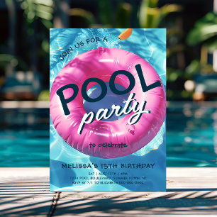 Cool Pool Party Verjaardag uitnodiging