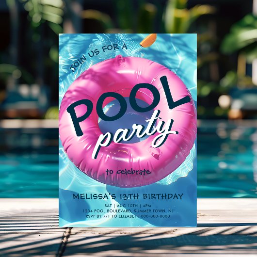 Cool Pool Party Verjaardag uitnodiging