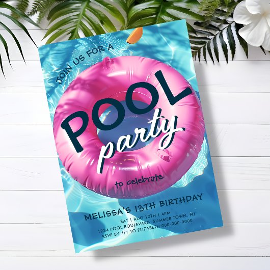 Cool Pool Party Verjaardag uitnodiging