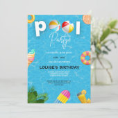 Cool Pool Party | Verjaardagsfeestje Zwemmen Kaart (Staand voorkant)