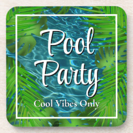 Cool Pool Party vibes palmbladeren Bier Onderzetter
