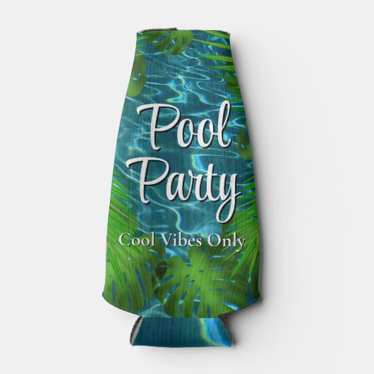 Cool Pool Party vibes palmbladeren Flesjeskoeler (Voorkant)