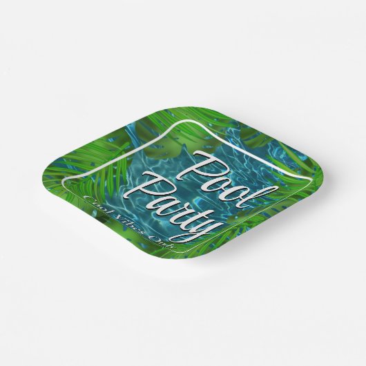 Cool Pool Party vibes palmbladeren Papieren Bordje (Gebogen)