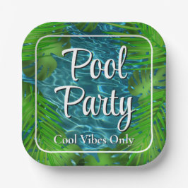 Cool Pool Party vibes palmbladeren Papieren Bordje