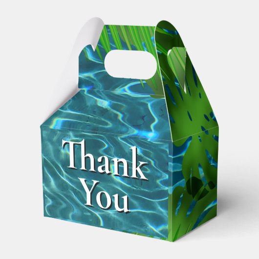 Cool Pool Party vibes waterpalmbladeren Bedankdoosjes (Voorkant Zijde)