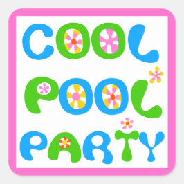 Cool Pool Party Vierkante Sticker