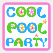 Cool Pool Party Vierkante Sticker (Voorkant)
