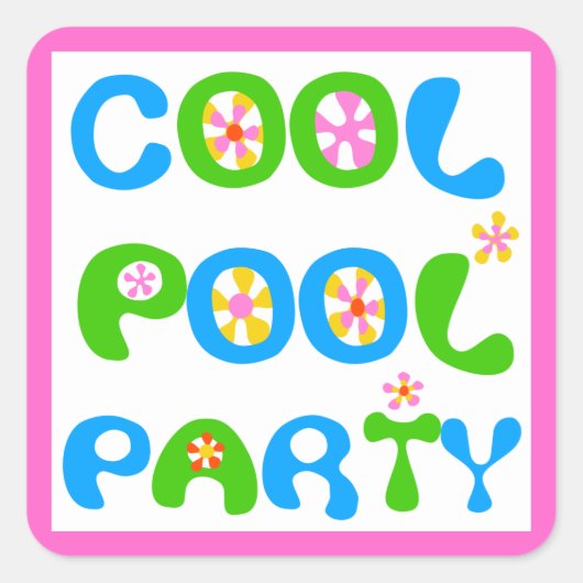 Cool Pool Party Vierkante Sticker (Voorkant)