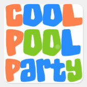 Cool Pool Party Vierkante Sticker (Voorkant)
