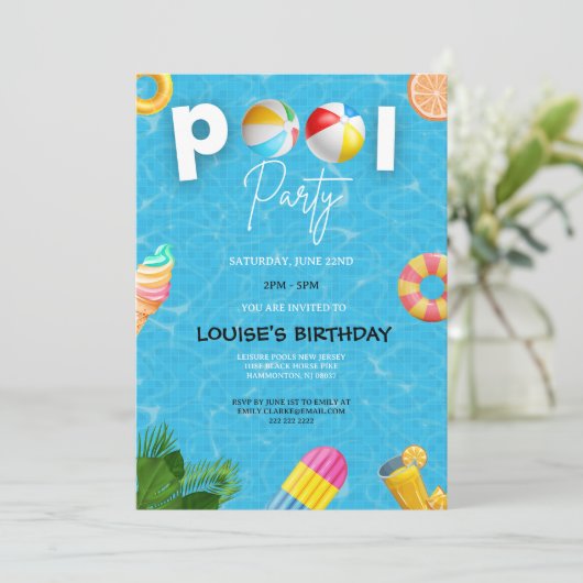 Cool Pool Party | Zwemverjaardag Kaart (Staand voorkant)