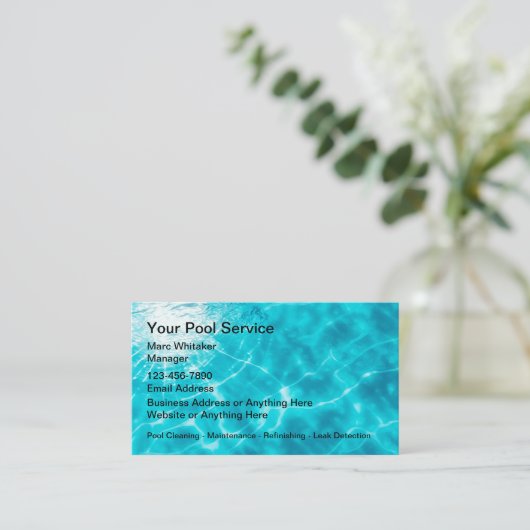 Cool Pool Service Visitekaartjes NIEUW (Staand voorkant)