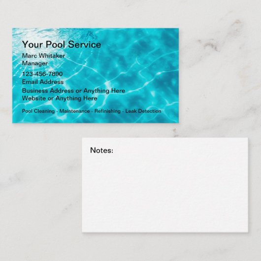 Cool Pool Service Visitekaartjes NIEUW (Voorkant / Achterkant)