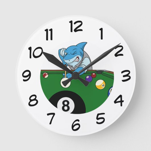 Cool Pool Shark Man Cave Wall Clocks Ronde Klok (Voorkant)